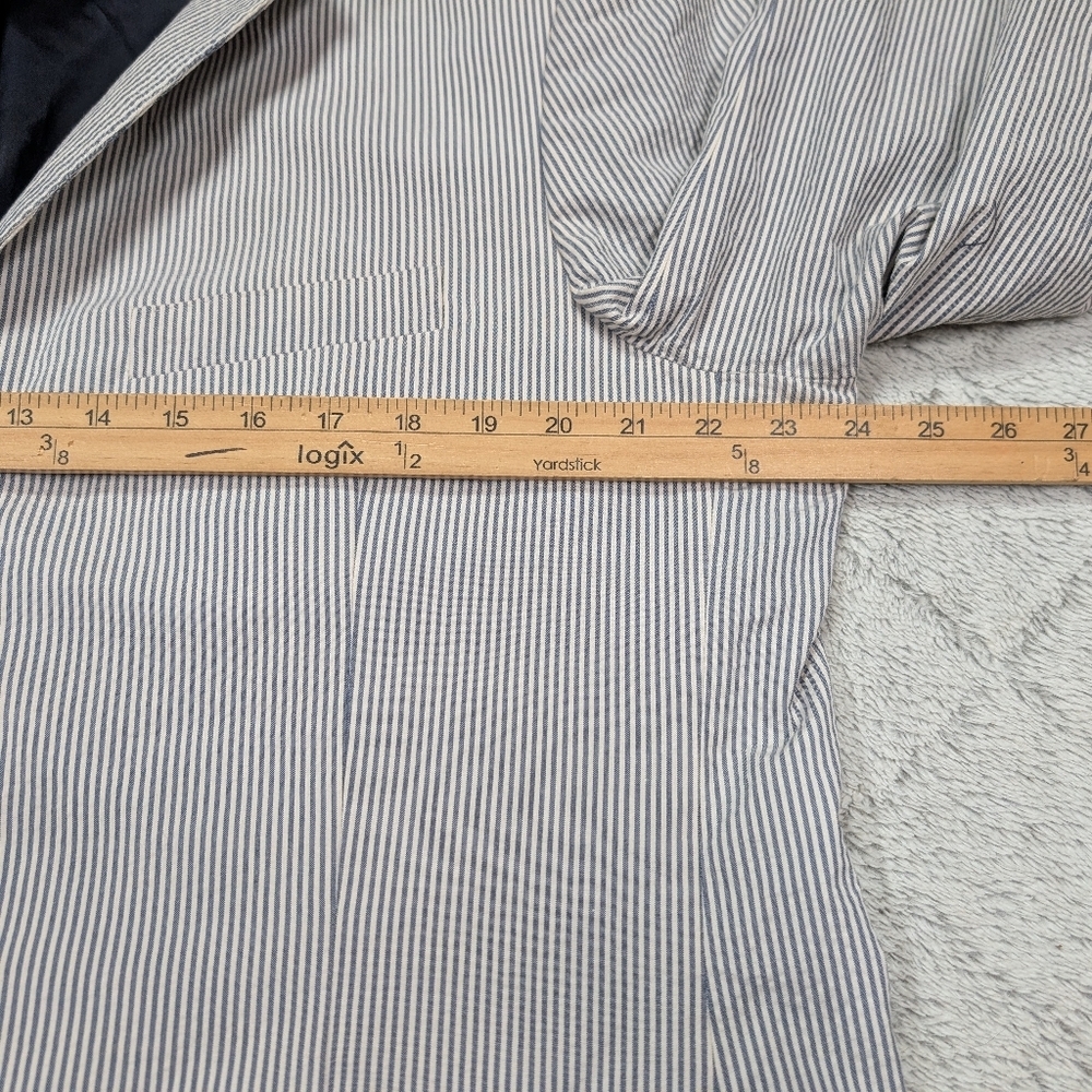 J. Crew Jacket Mens 46 L Blue Pinstripe Legacy Sportcoat 3 Button Business - Picture 5 of 11